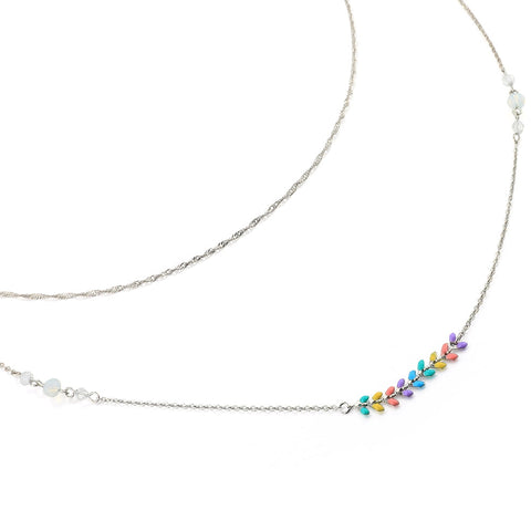 Coloured Chevron Necklace - Silver