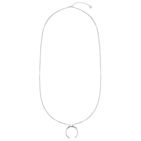 Horseshoe Shape Long Necklace - Silver