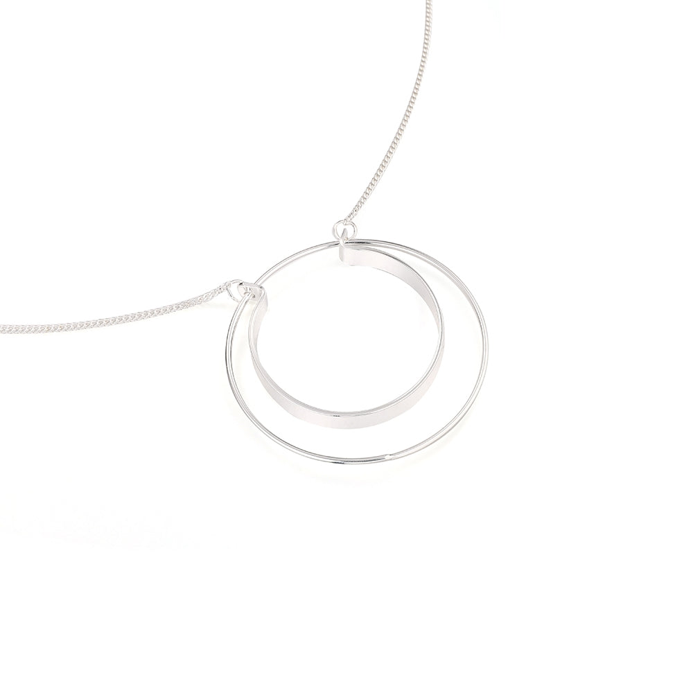 U Hoop Long Necklace - Silver