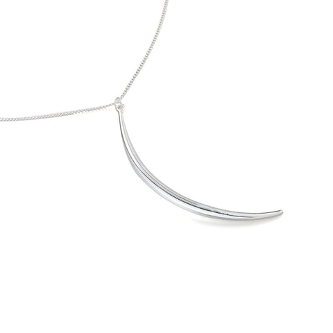 Curve Bar Long Necklace - Silver