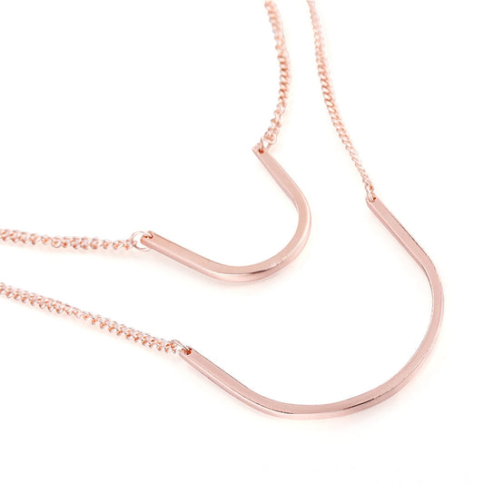 Twin 'U' Shape Necklace - Rose Gold