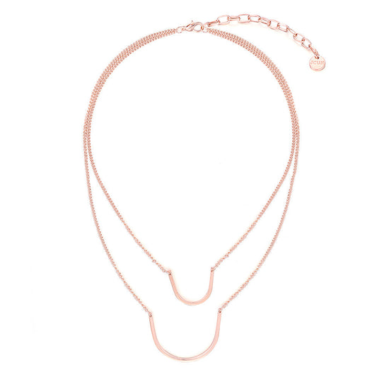 Two Layer Rose Necklace with U Accent