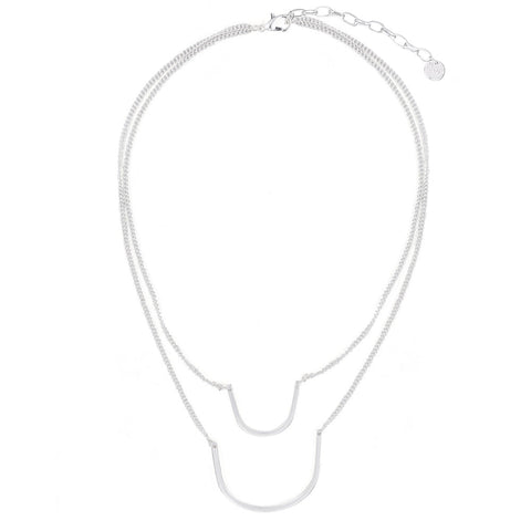 Twin 'U' Shape Necklace - Silver