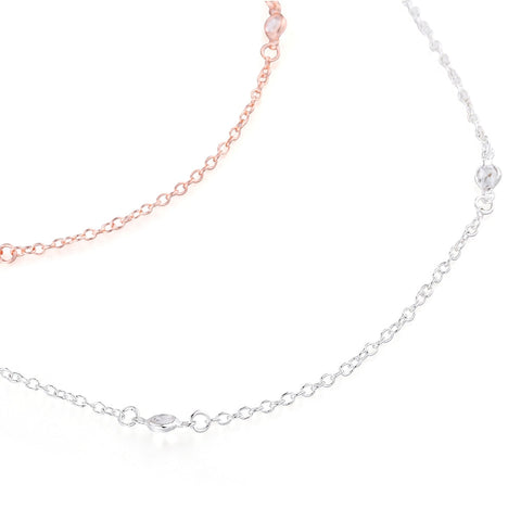 Double Chain with Gem Neckalce - Mix