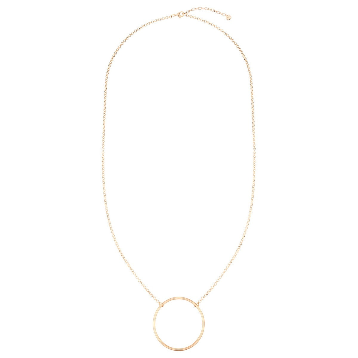Circle Hoop Long Necklace (Matte Finish) - Rose Gold