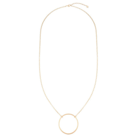 Circle Hoop Long Necklace (Matte Finish) - Rose Gold
