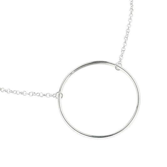 Circle Hoop Long Necklace - Silver