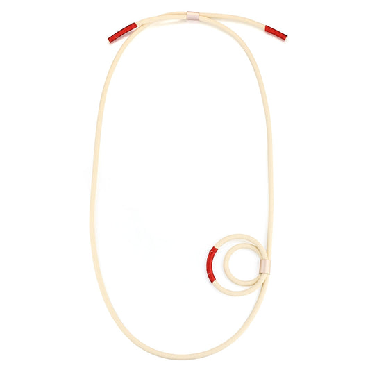 Swirl Rubber Necklace - Cream-Red