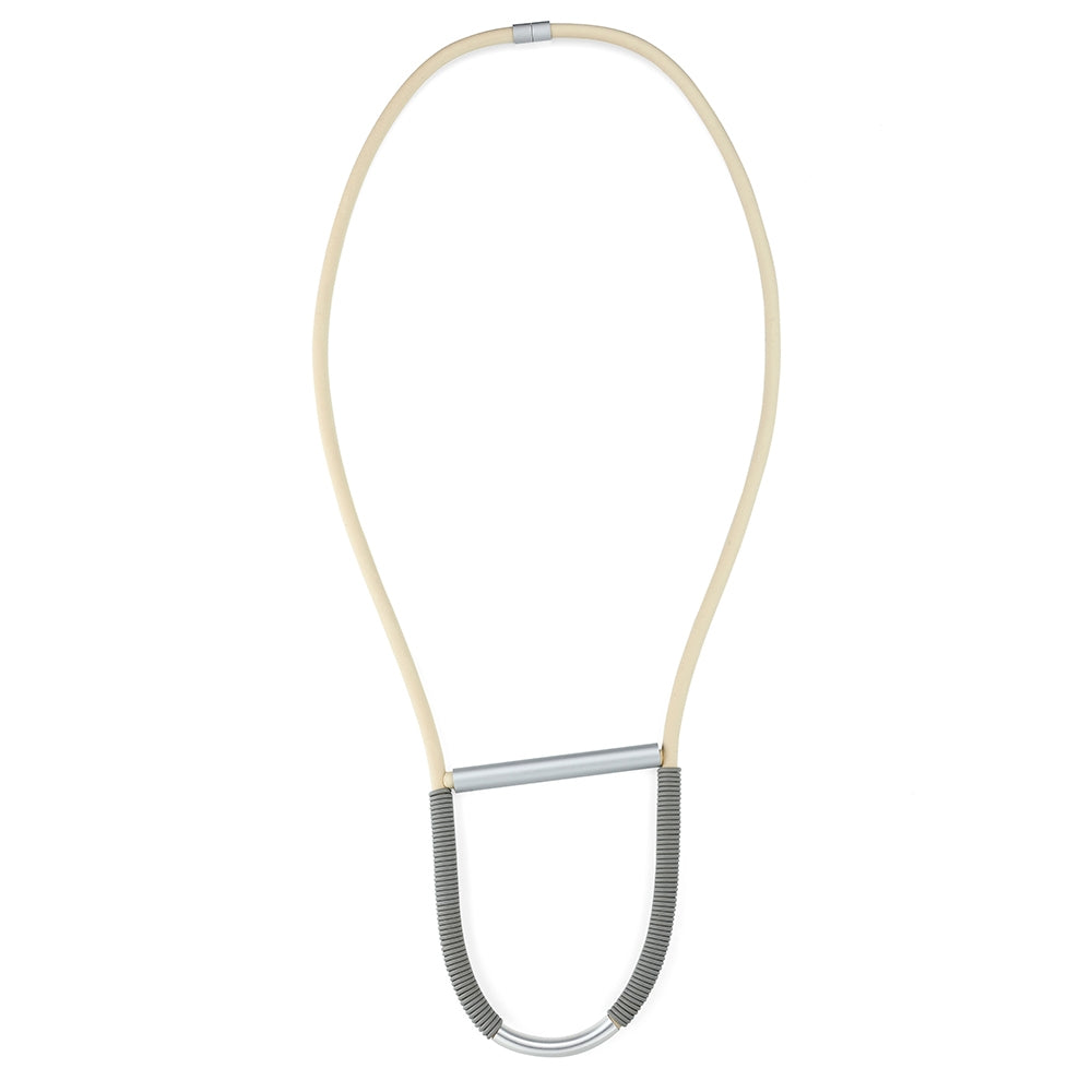 Rubber Necklace - Cream-Grey