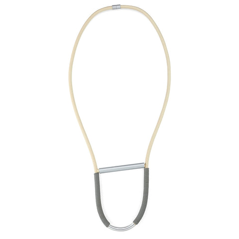 Rubber Necklace - Cream-Grey