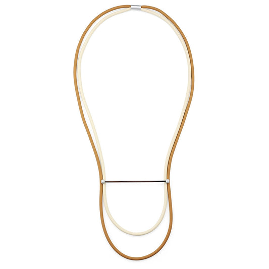 Double Strand Bar Rubber Necklace - Cream-Brown