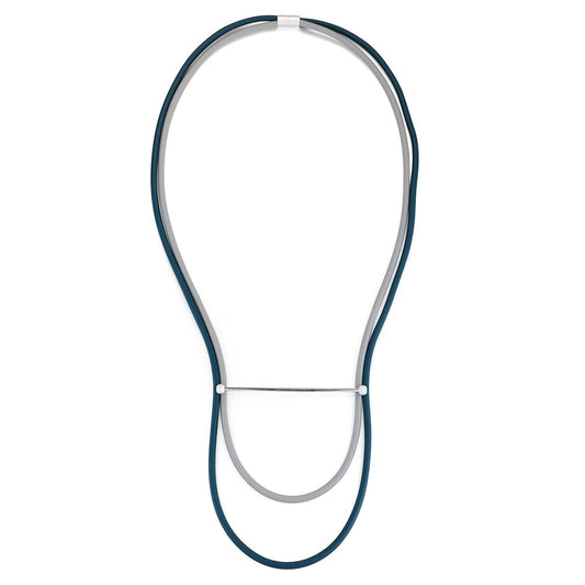 Double Strand Bar Rubber Necklace - Green-Grey