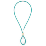 'U' Loop Long Rubber Necklace - Green-Cream