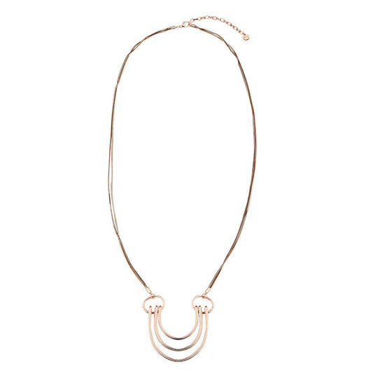 U Shape Long Necklace - Rose Gold