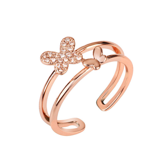 Butterfly Two Strand Rose Gold Ring