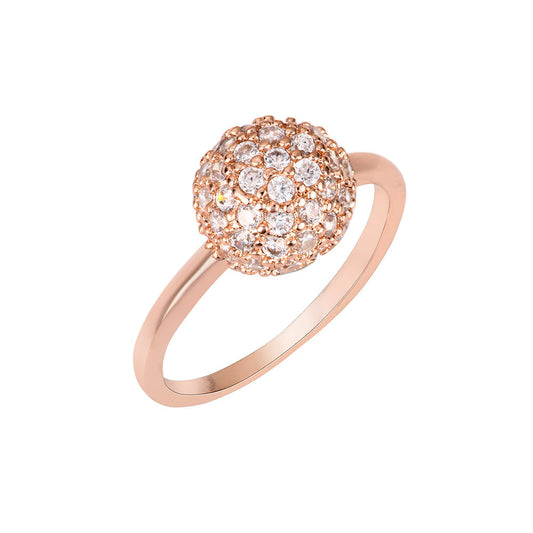 Pave Semi-Ball Rose Gold Ring