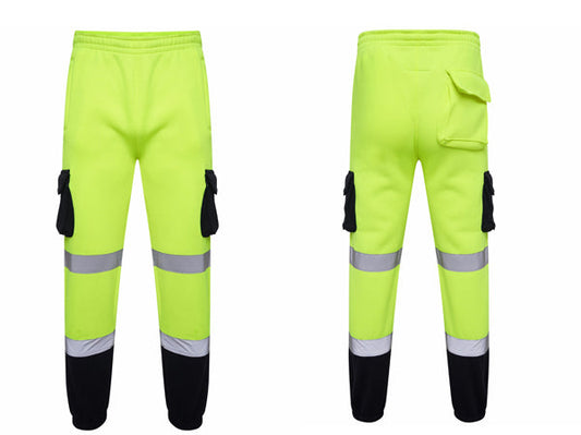 Hi Vis Gray Stripe Jogging Bottom - Yellow