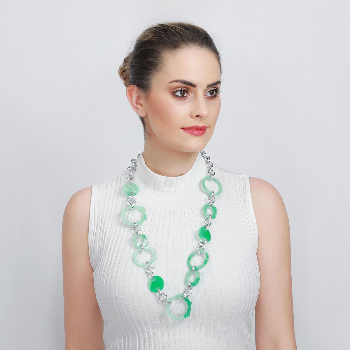 Green Gradient Effect Link Pendant Chain Necklace