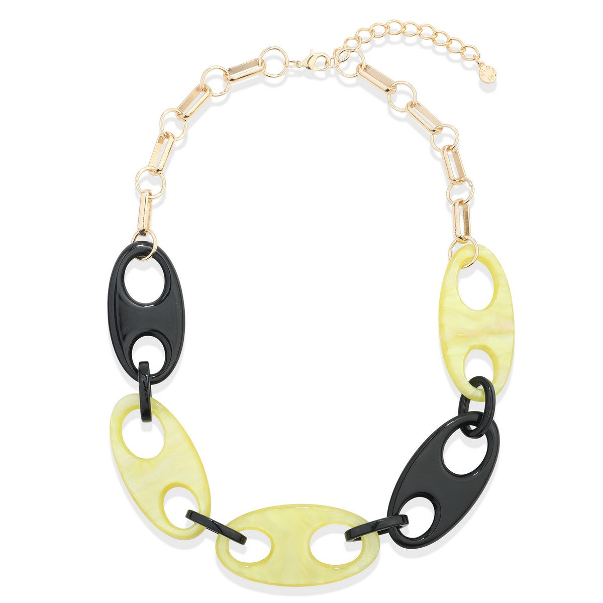 Black and Yellow Link Beads with Metal Chain