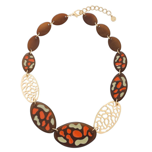 Orange Beaded Charm Necklace