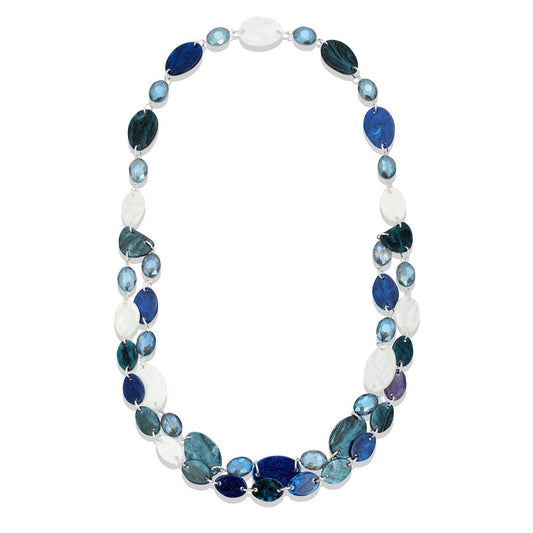 Small Navy Beads Layered Fashion Necklace