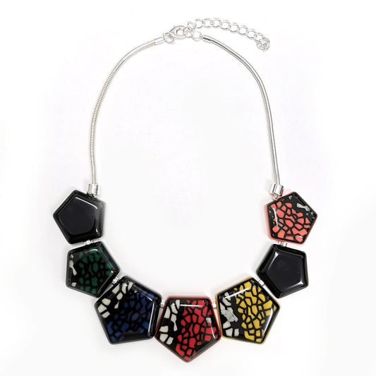 Hexagon Shapes Necklace - Multi