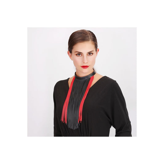 Waterfall Rubber Necklace - Black-Red