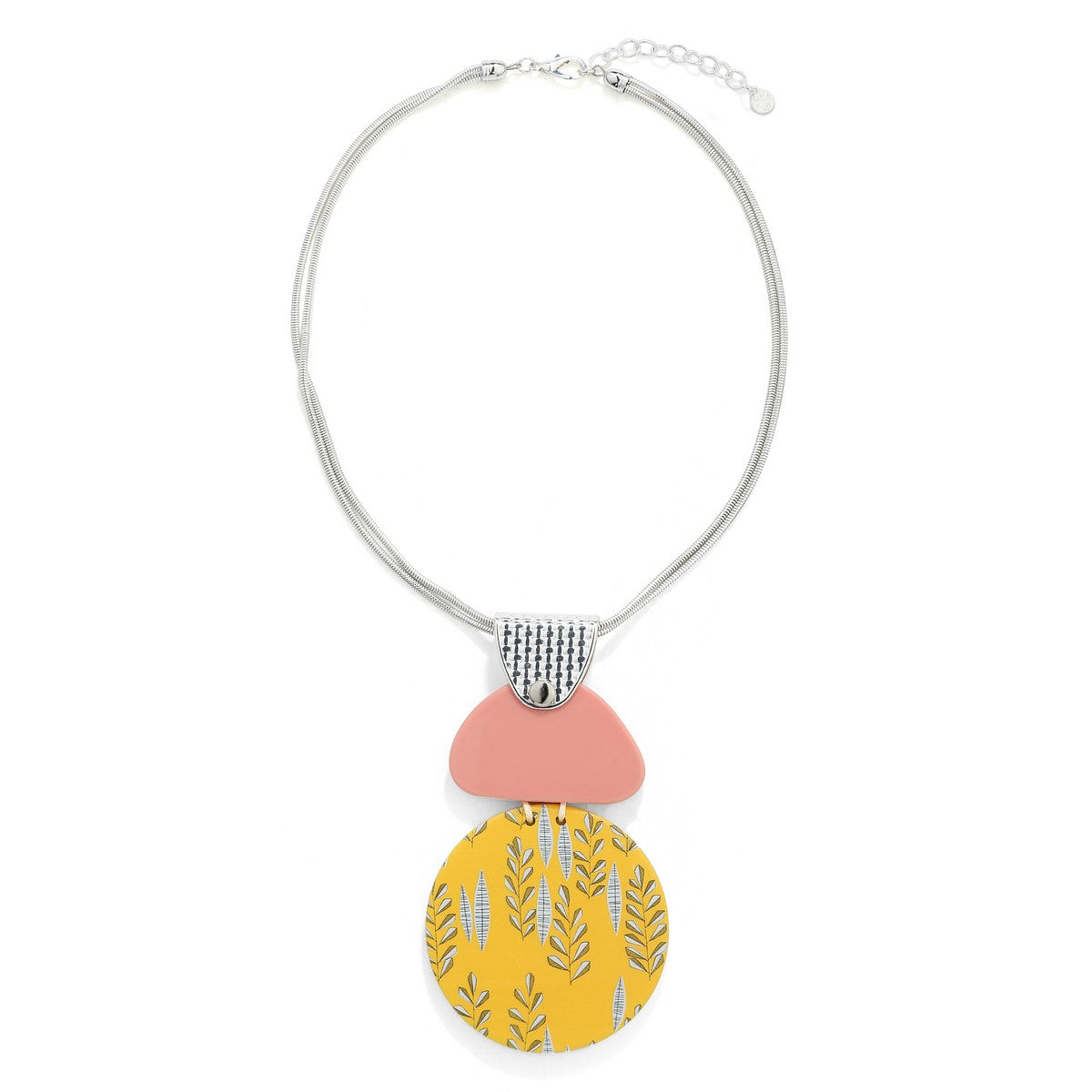 Yellow Leaf-Print Beaded Colourful Short Necklace