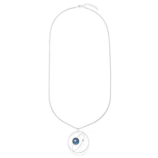 Sliver Long Necklace With 2 Circle Rings