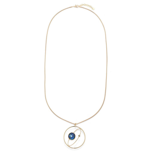 Gold Long Necklace With 2 Circle Rings