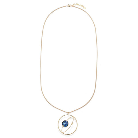 Gold Long Necklace With 2 Circle Rings