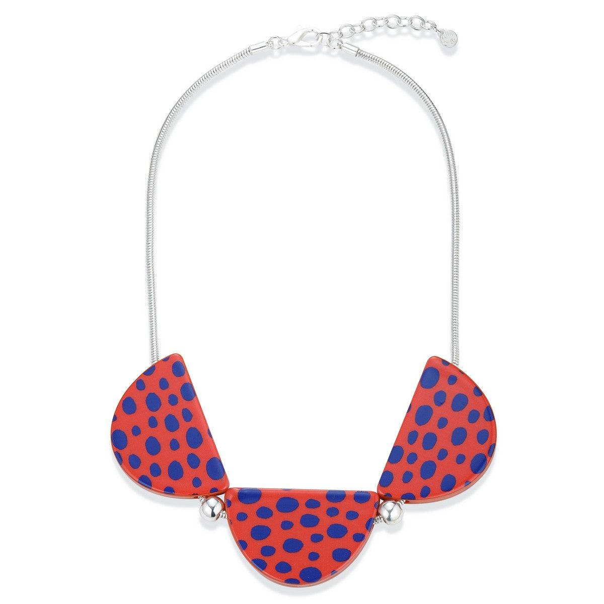Orange and Blue Polka-Dots Beaded Statement Necklace