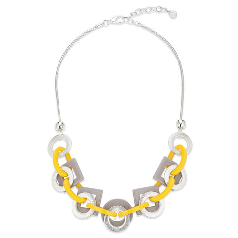 Geometric Chain Link Necklace - Grey