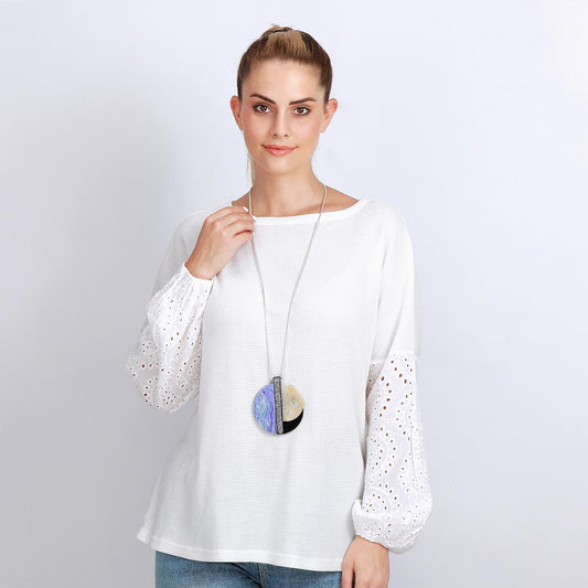 Purple Marble Design Long Necklace