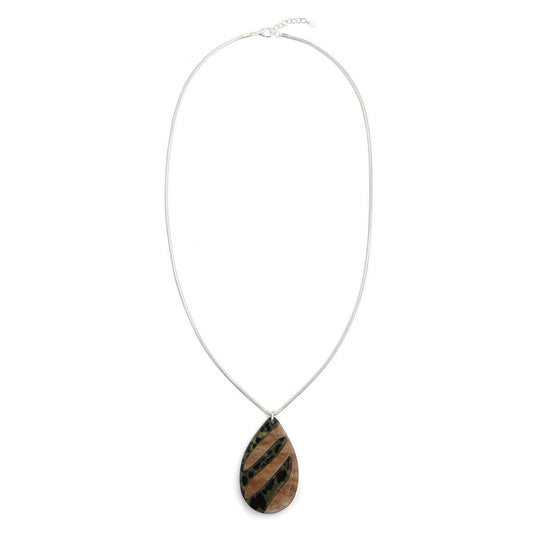 Brown & Beige Oval Pendant Necklace