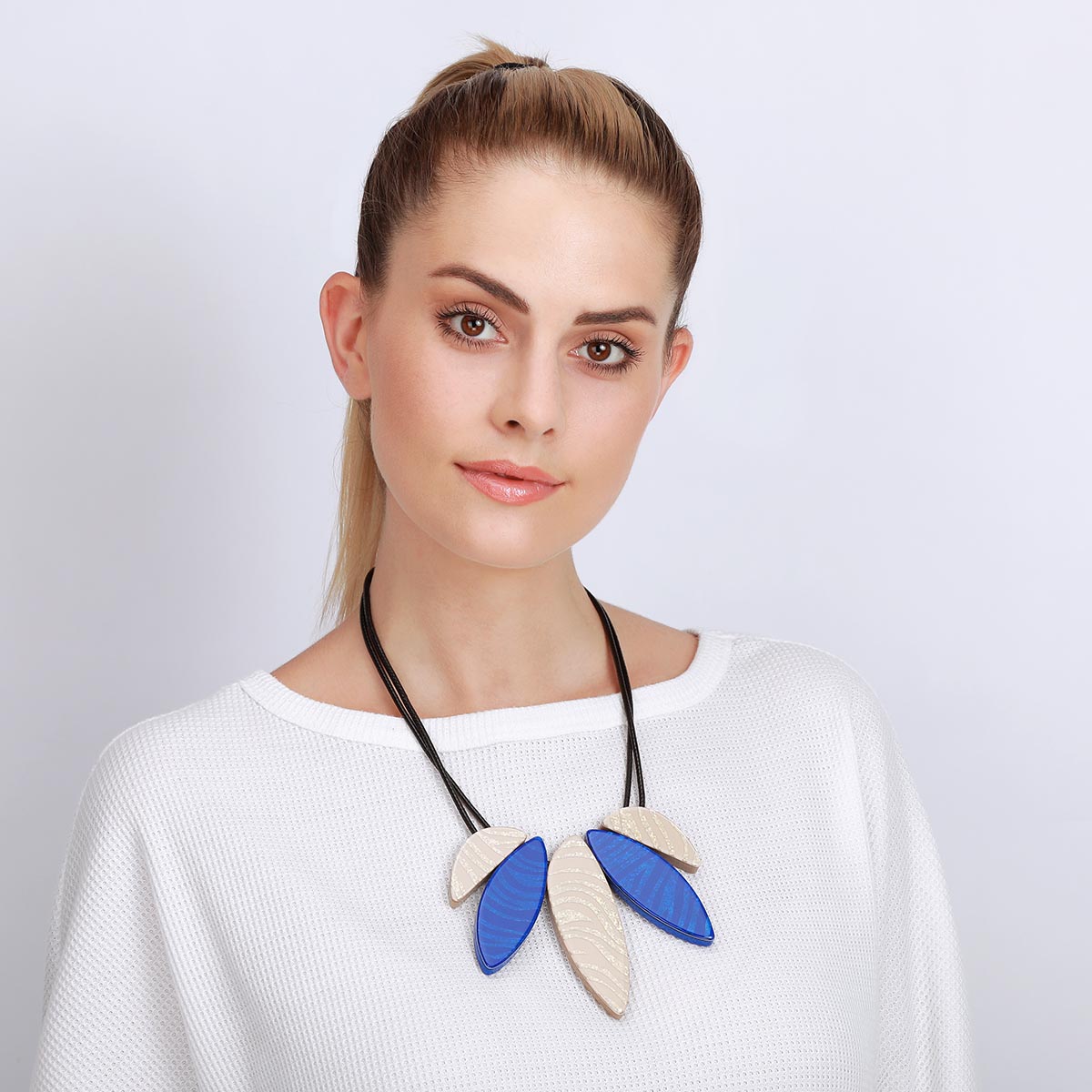 Bold Blue and Cream Rope Necklace