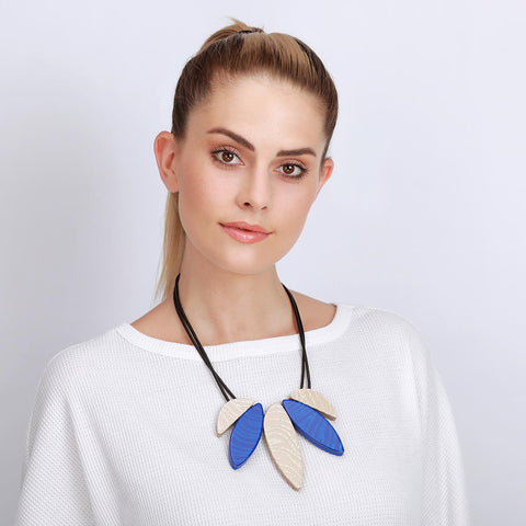 Bold Blue and Cream Rope Necklace