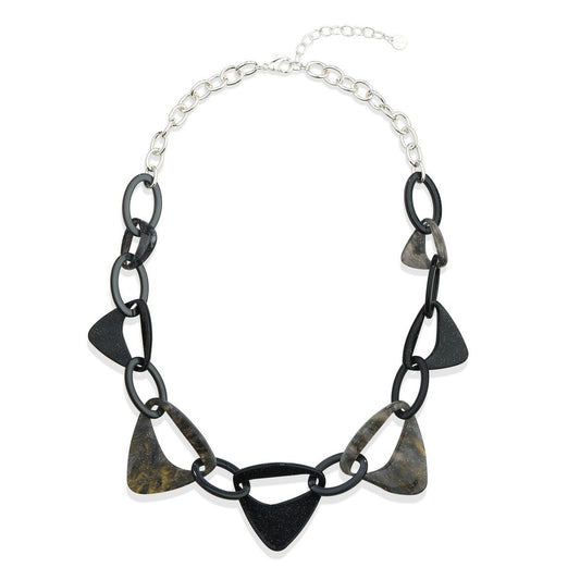 Black Triangle Beaded Long Necklace