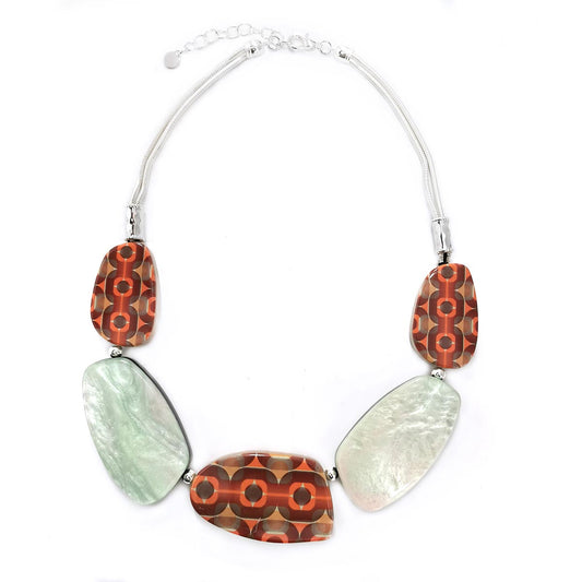 Vibrant Spice-orange Necklace with Silver Chain