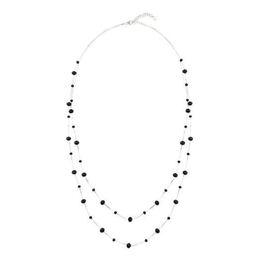 Black Dot Dash Long Necklace