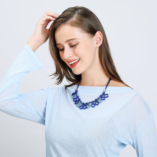 Blue Petal Cascade Necklace