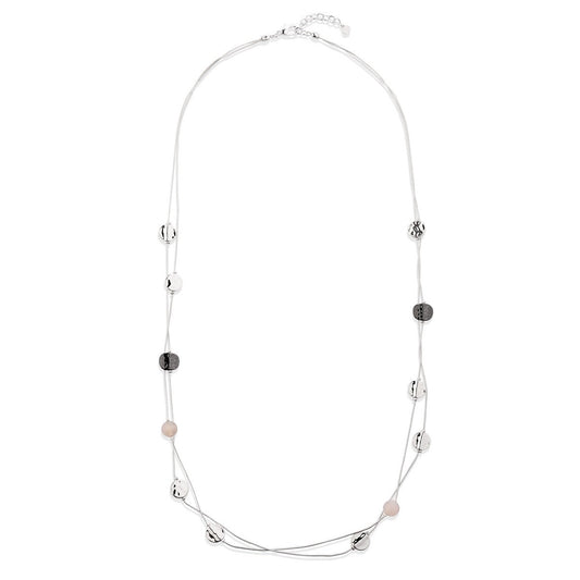 Layered Long Necklace with Mixed Beads