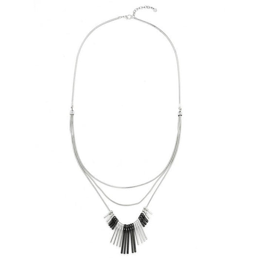 Bars Long Necklace - Silver