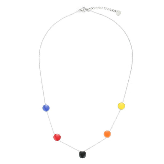 Colored Circles Pendant Necklace - Silver-Black
