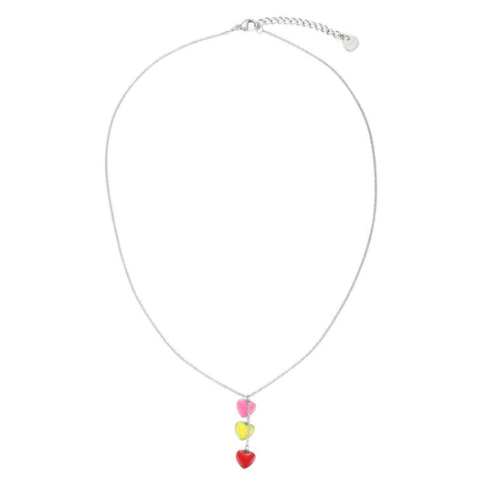 Triple Heart Pendant Necklace - Silver-Multi