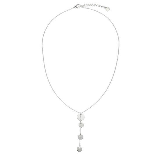 Round Drop Pendant Necklace - Silver