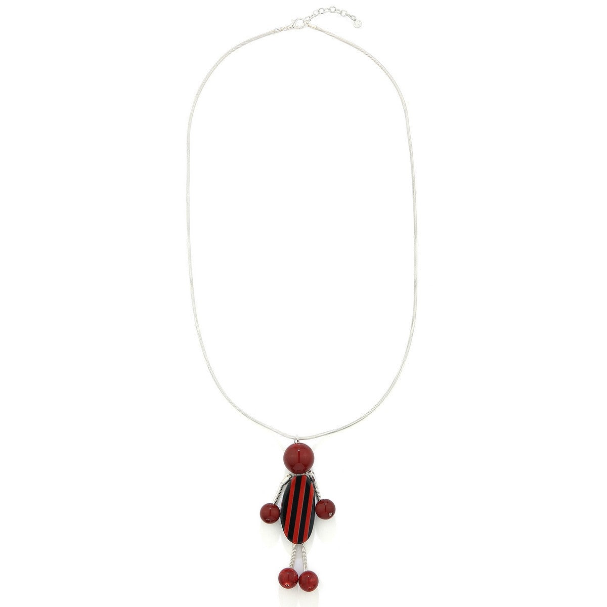 Liquorice Long Necklace - Red-Silver