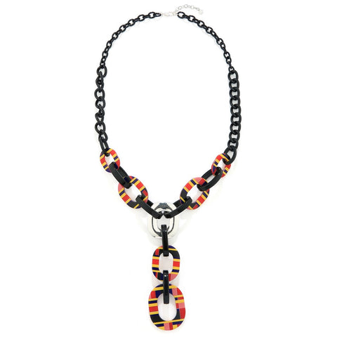 Chain Stripes 'Y' Necklace - Black