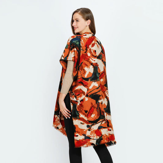 Orange Swirl Pattern Soft Touch Kimono