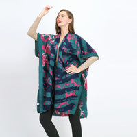 Green Abstract Design Soft Feel Kimono